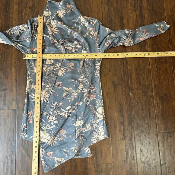 SOFT SURROUNDINGS Drape Shape Jacket Gray Floral Faux Suede Bohemian - Picture 10 of 11